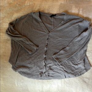 Out From Under Gray V-Neck Button-Up Women's Top